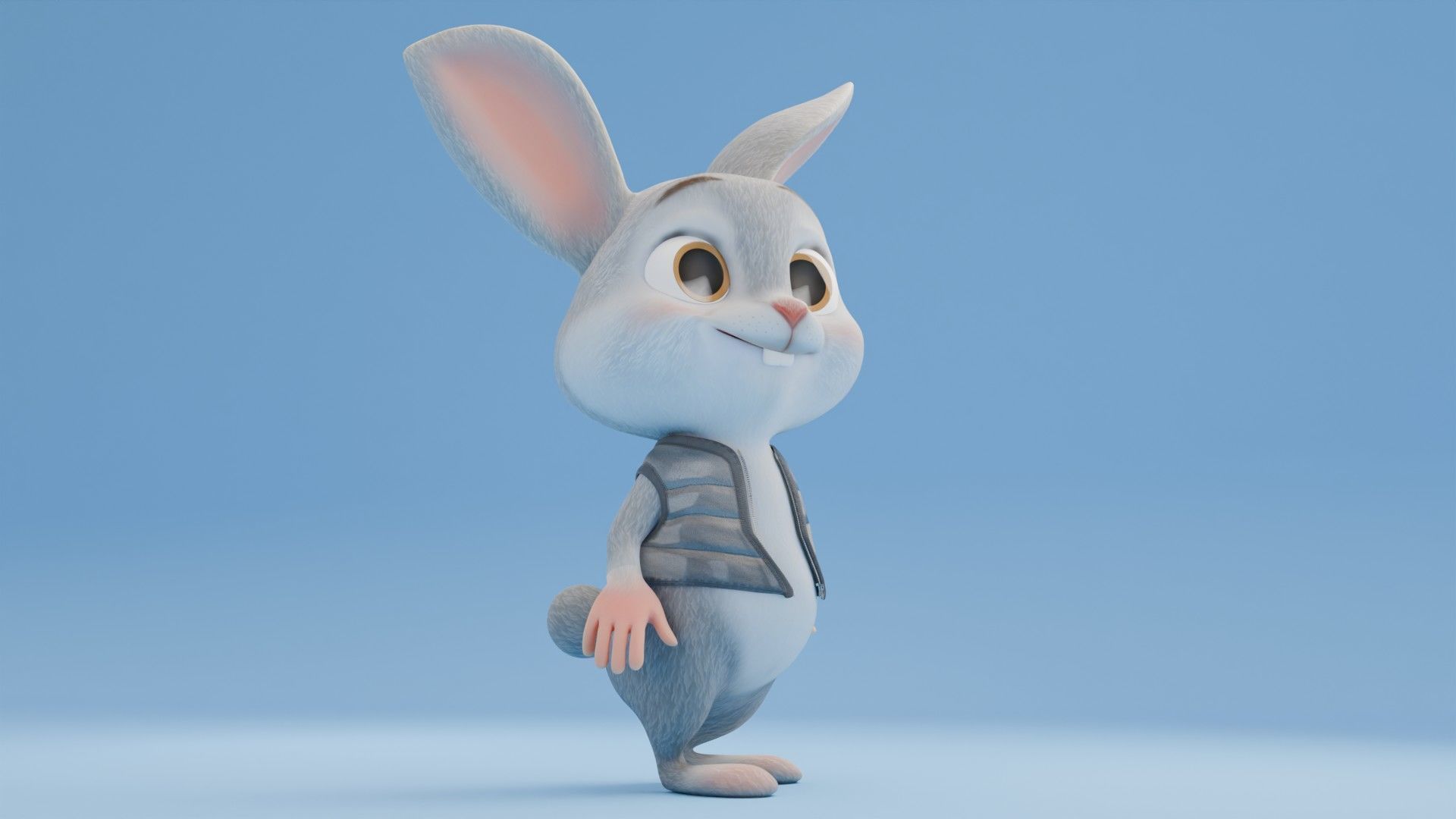 Toon Rabbit Low-poly 3D model_8