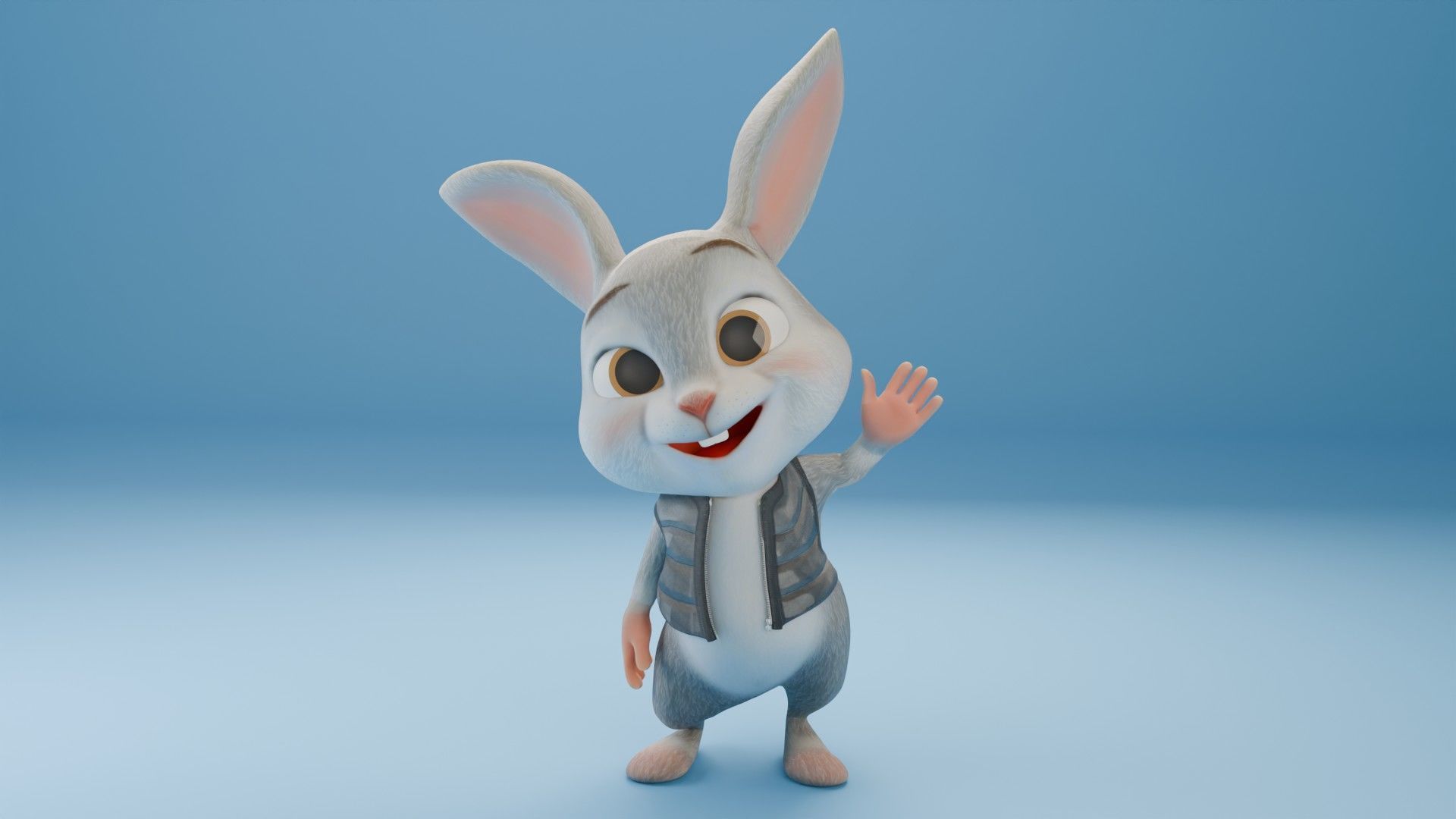 Toon Rabbit Low-poly 3D model_4