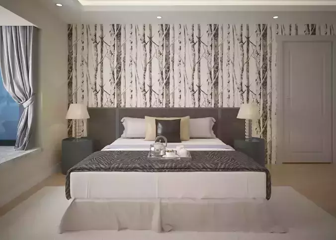 Modern Bedroom Interior scene 3D model