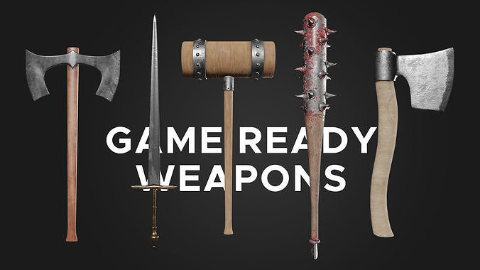 Weapons Game ready 3d models Low-poly 3D model