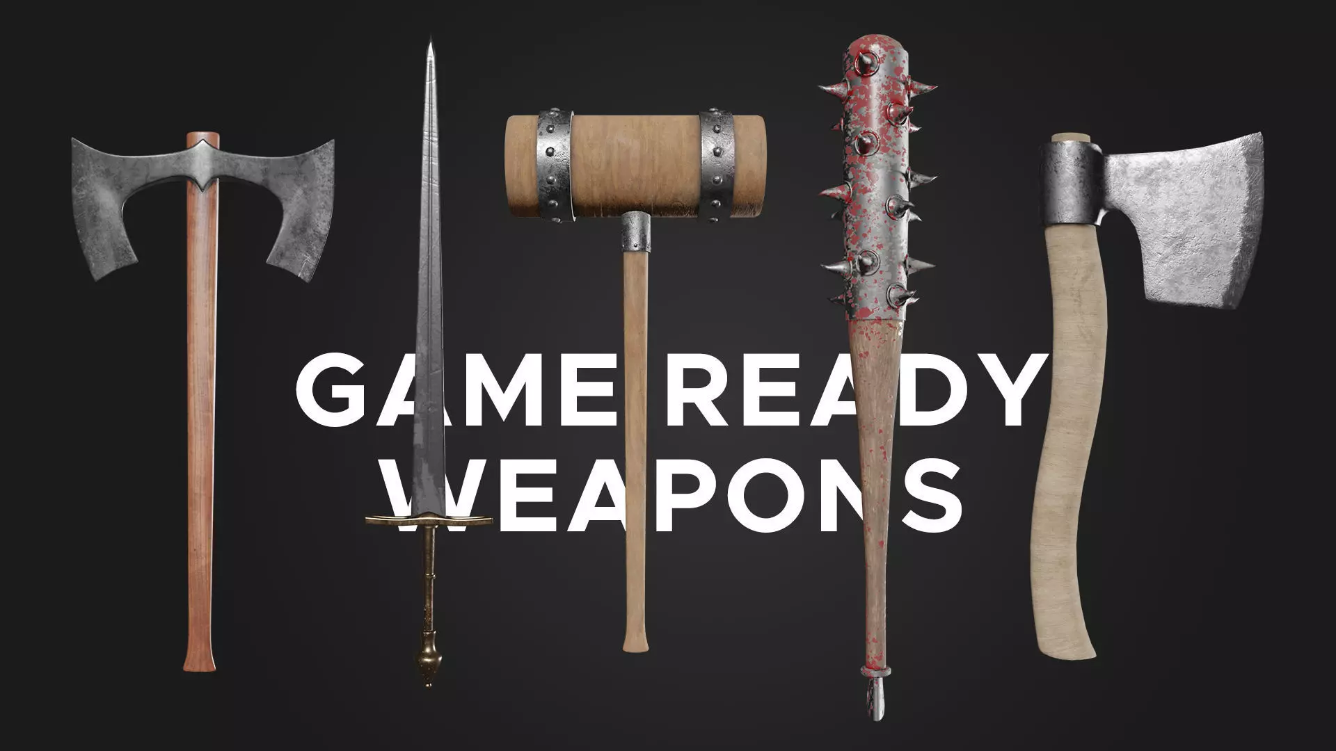 Weapons Game ready 3d models Low-poly 3D model