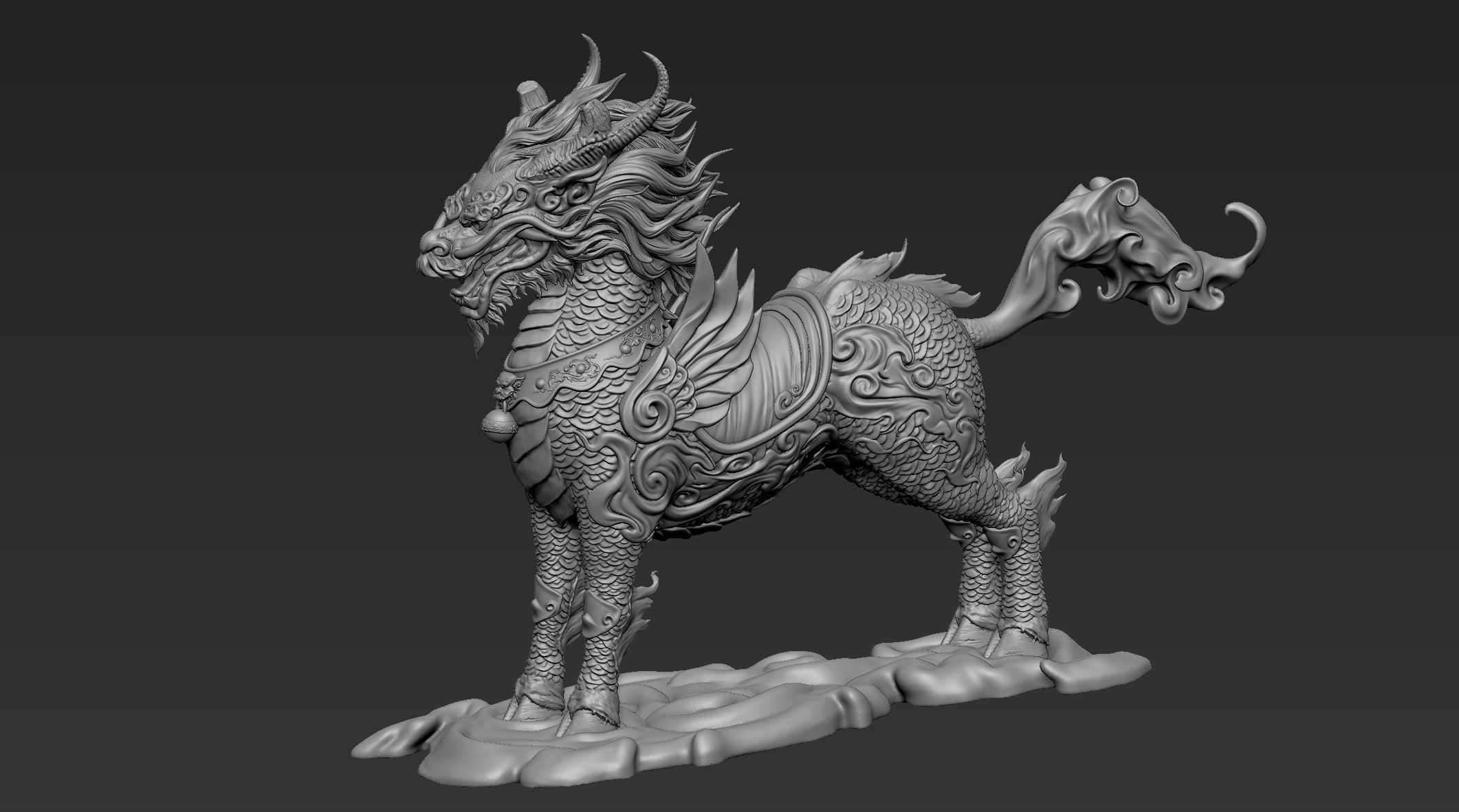 Chinese Mythical Creature Qilin 3D model_12