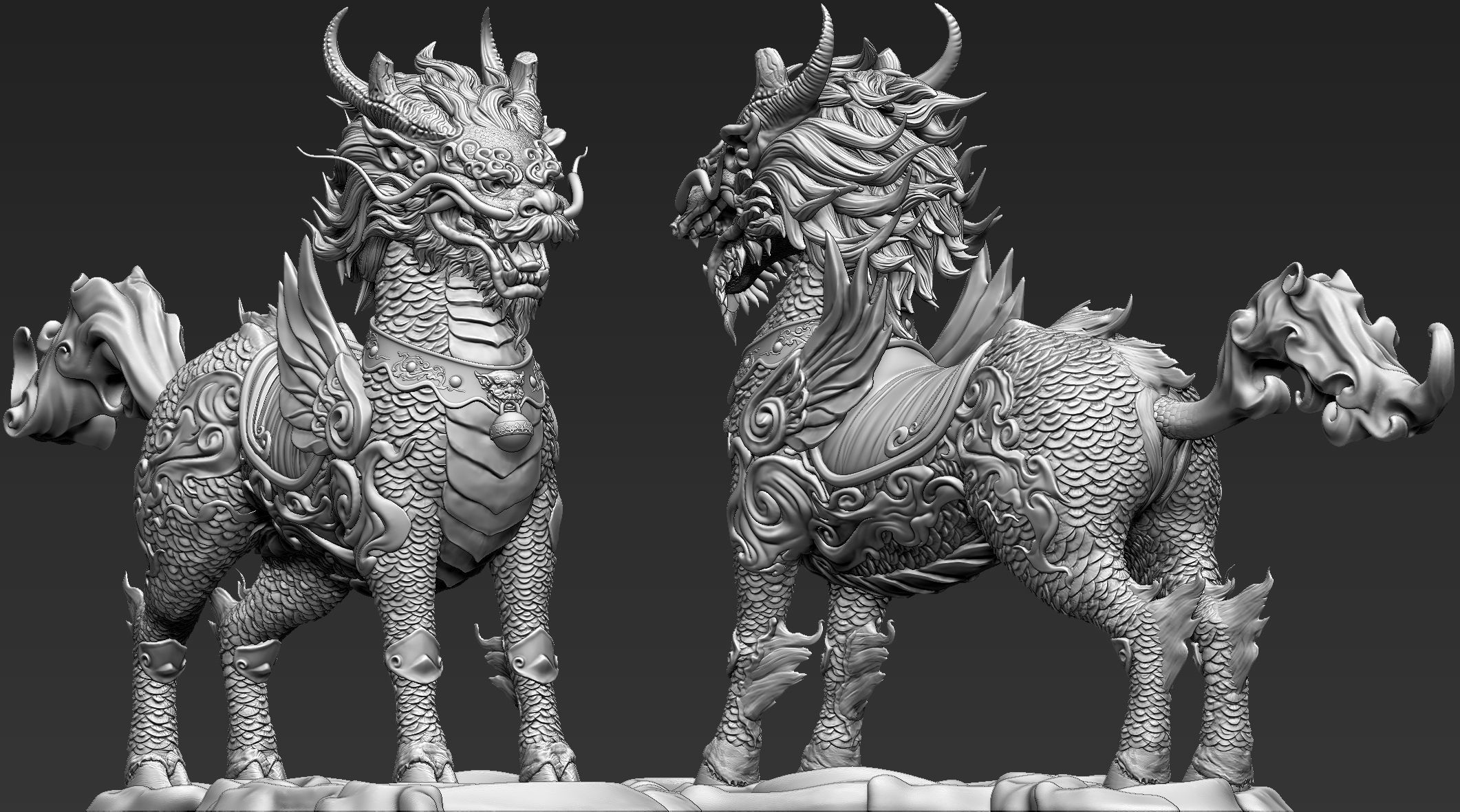 Chinese Mythical Creature Qilin 3D model_18