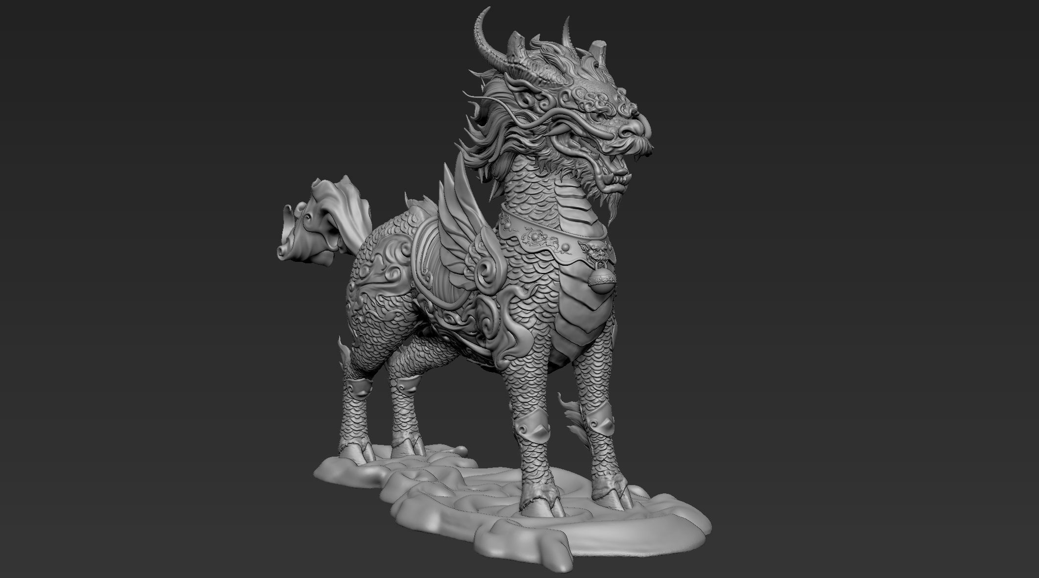Chinese Mythical Creature Qilin 3D model_2