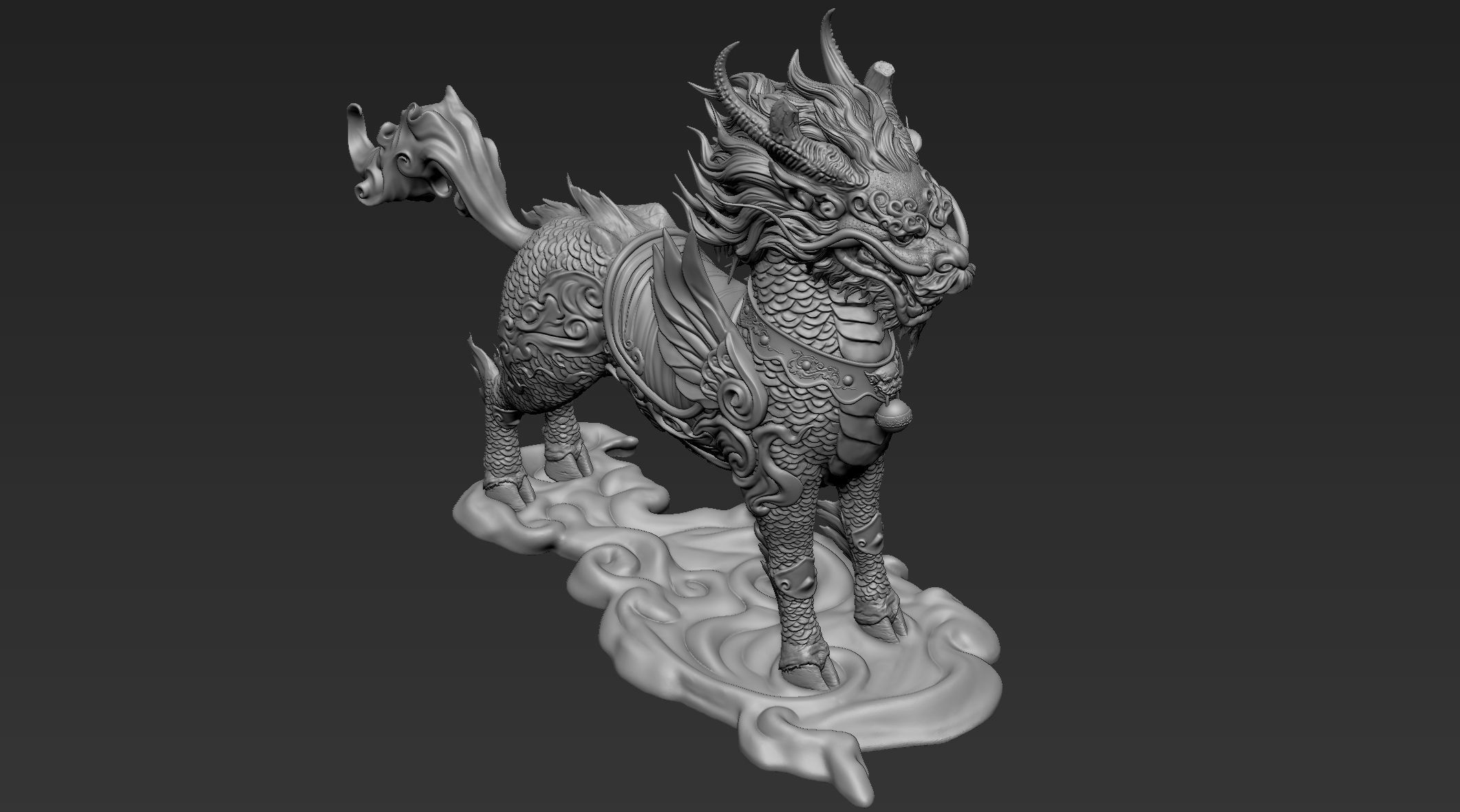 Chinese Mythical Creature Qilin 3D model_10