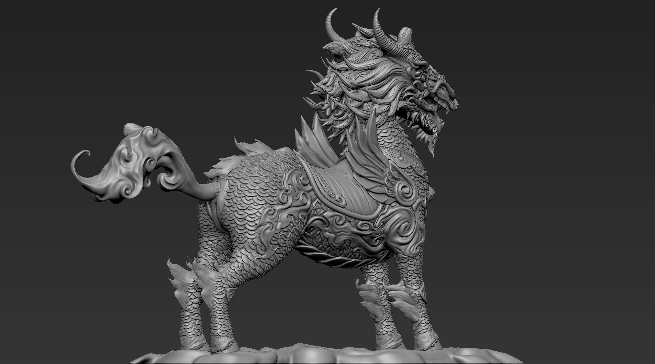 Chinese Mythical Creature Qilin 3D model_7