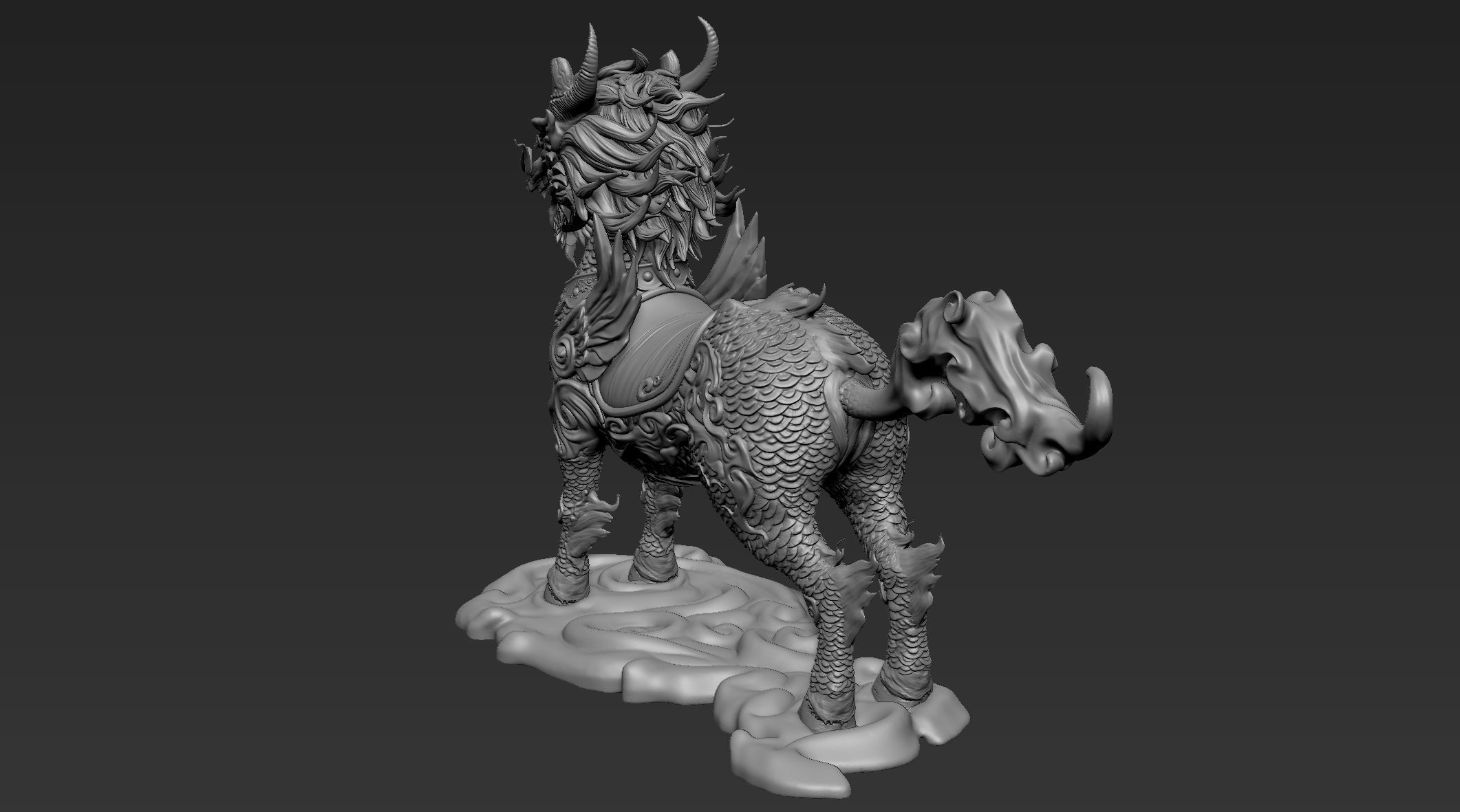 Chinese Mythical Creature Qilin 3D model_6