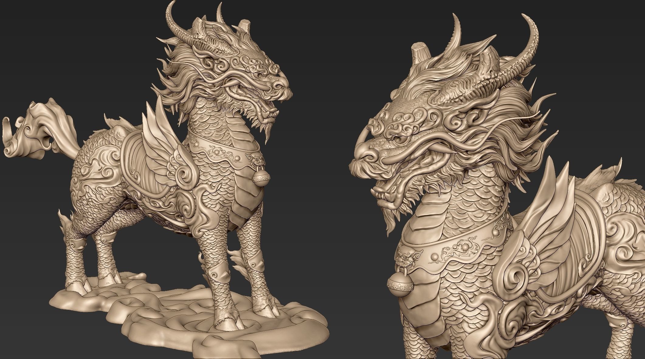 Chinese Mythical Creature Qilin 3D model_20