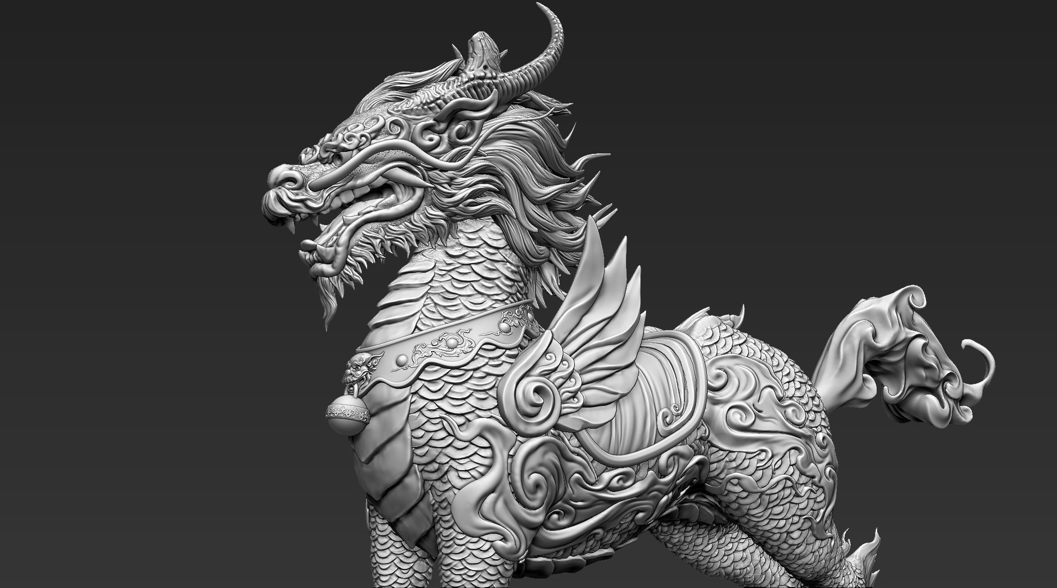 Chinese Mythical Creature Qilin 3D model_19