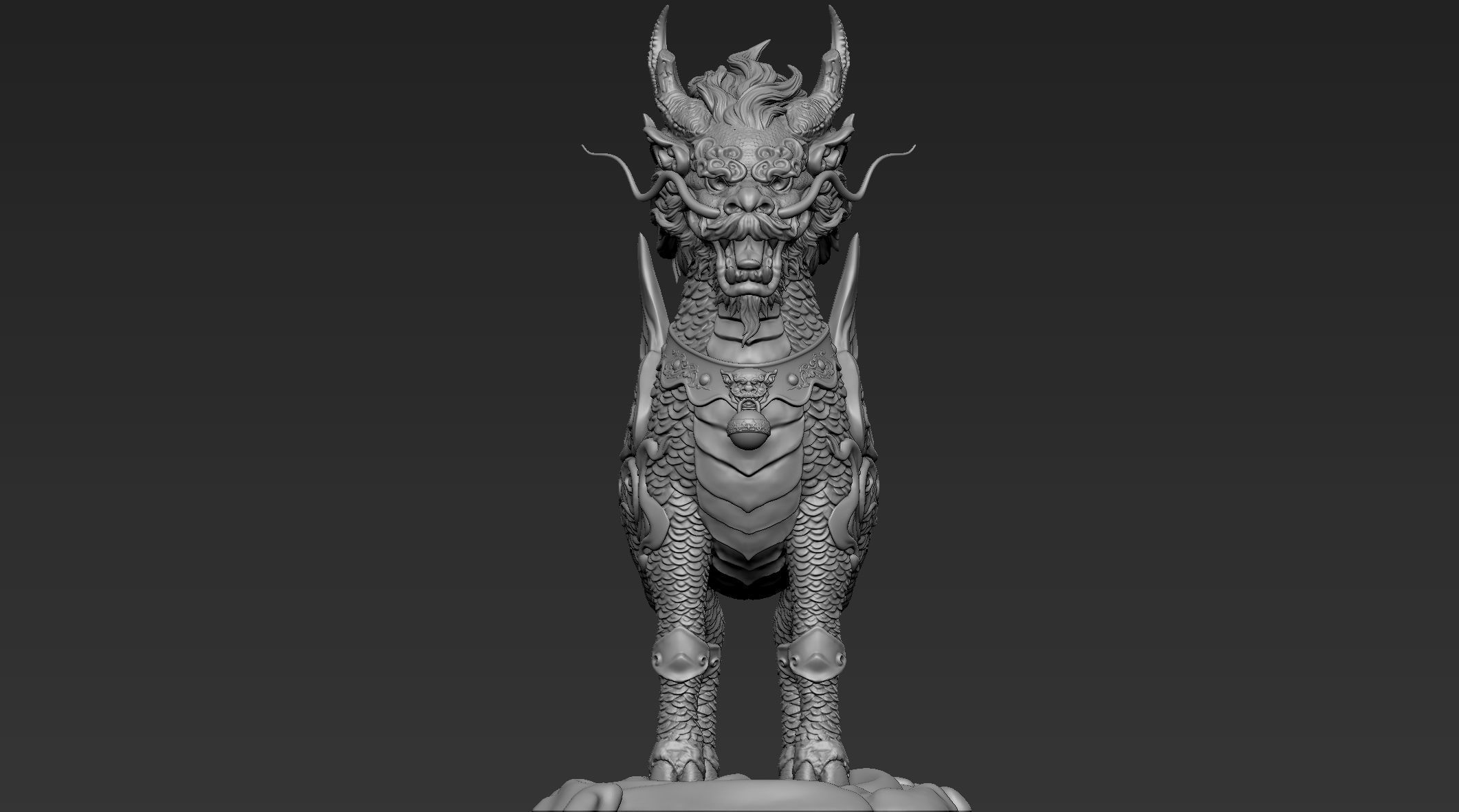 Chinese Mythical Creature Qilin 3D model_3