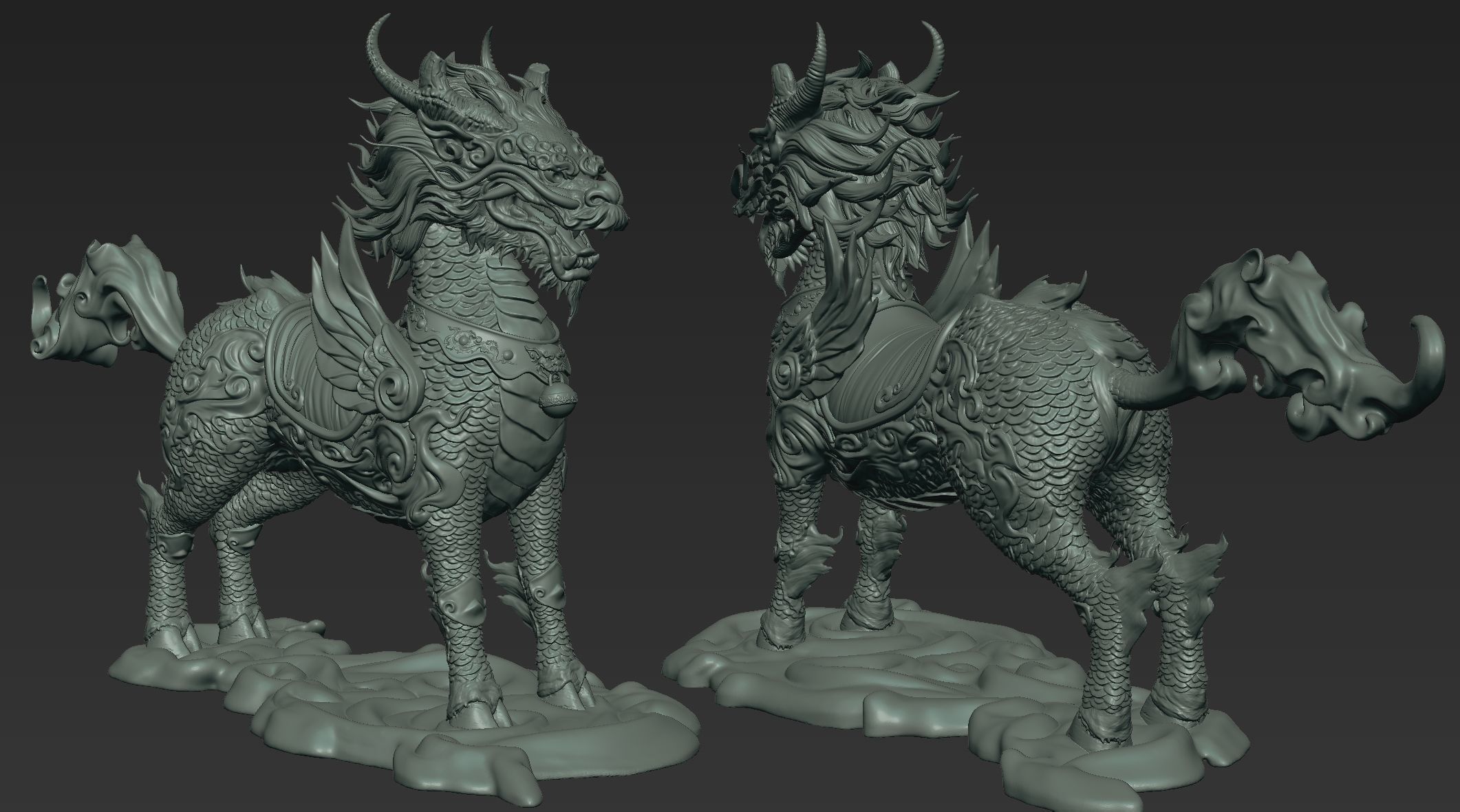 Chinese Mythical Creature Qilin 3D model_17