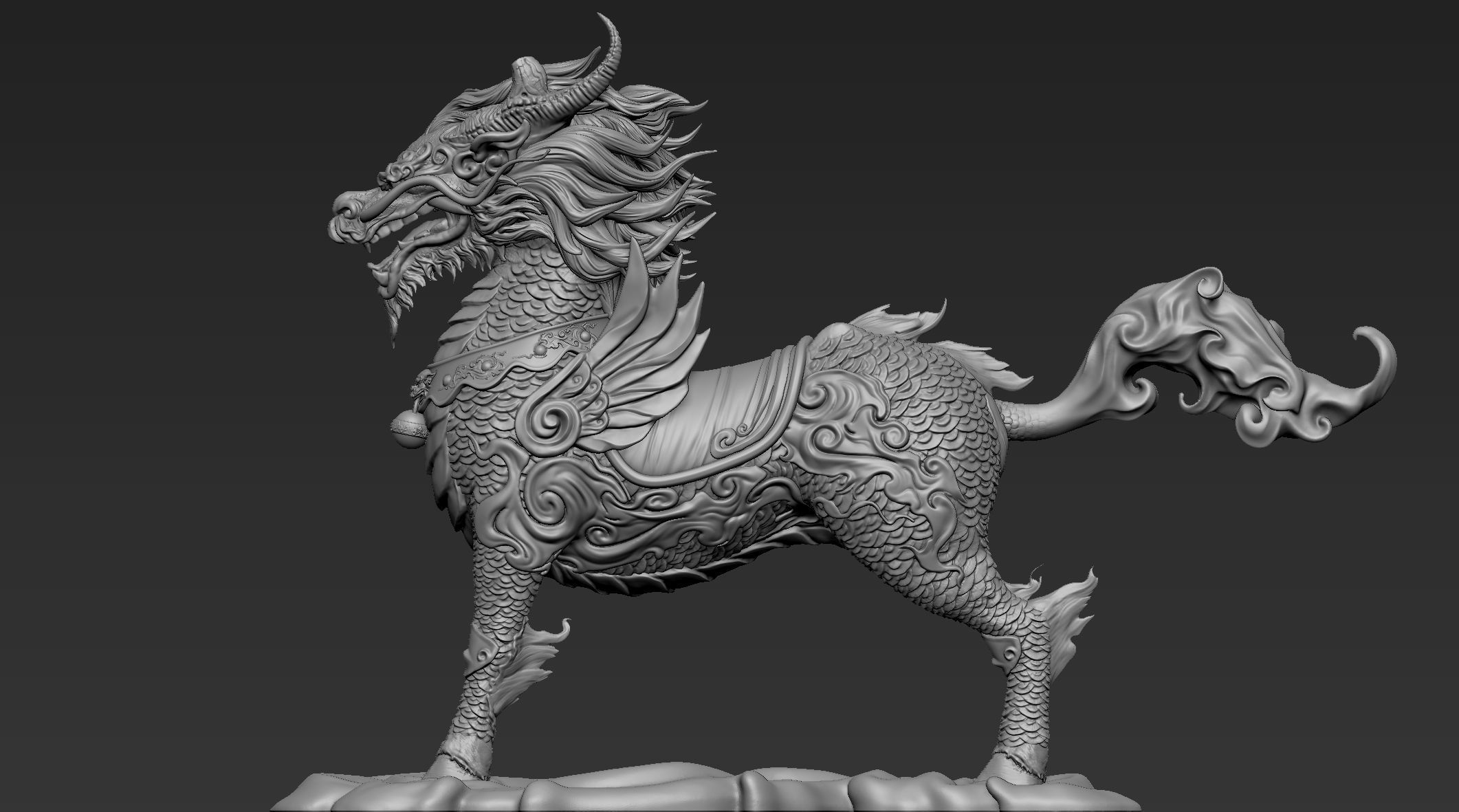 Chinese Mythical Creature Qilin 3D model_5
