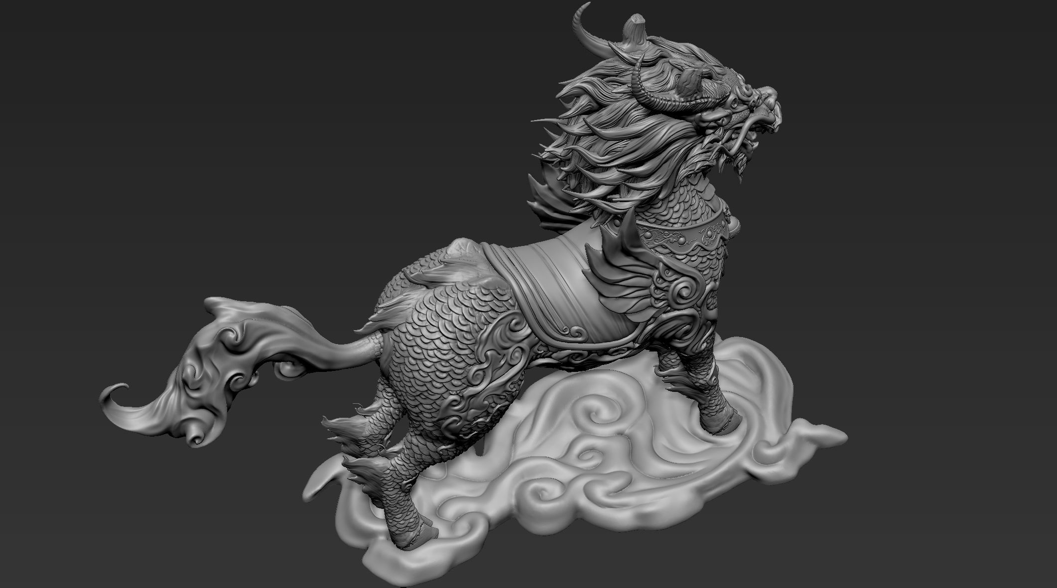 Chinese Mythical Creature Qilin 3D model_8