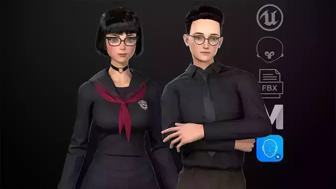 Millie and Alex Pack 1 Low-poly 3D model