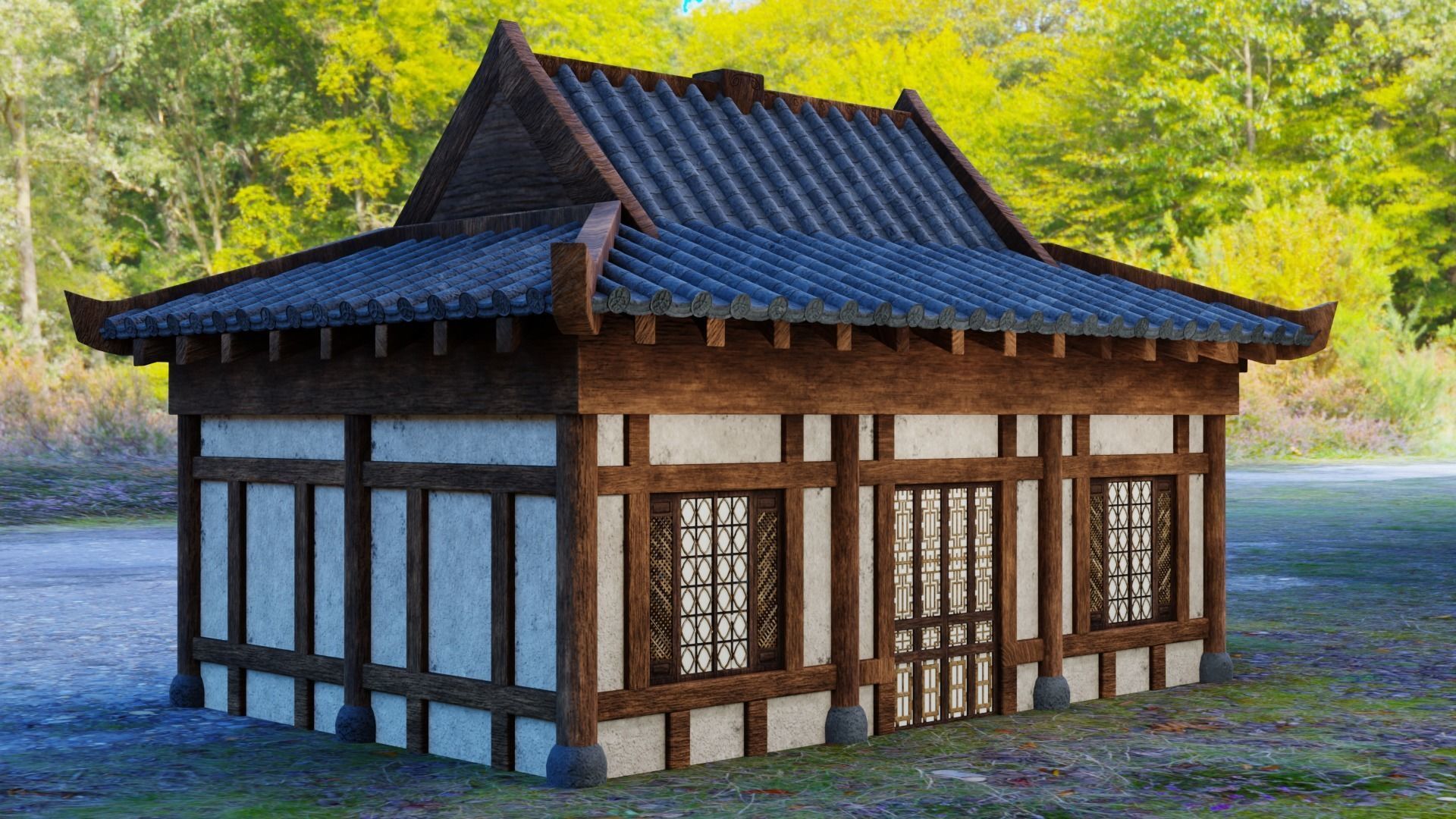 Japanese House 3D model Low-poly 3D model_1