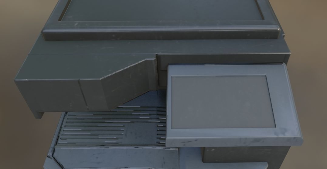 Old Office Printer Low-poly 3D model_1