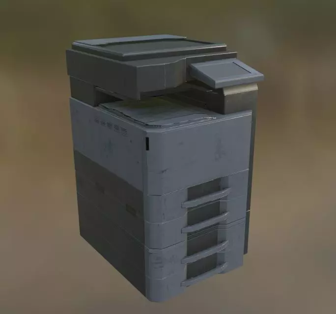 Old Office Printer Low-poly 3D model_0