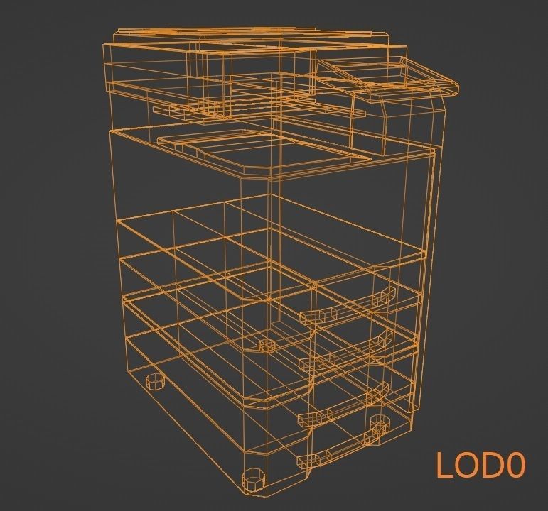 Old Office Printer Low-poly 3D model_7
