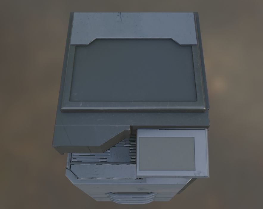 Old Office Printer Low-poly 3D model_6