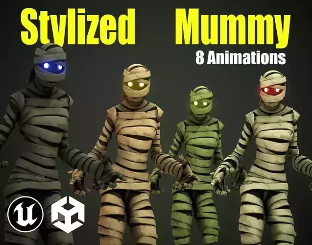 Stylized Mummy Low-poly 3D model