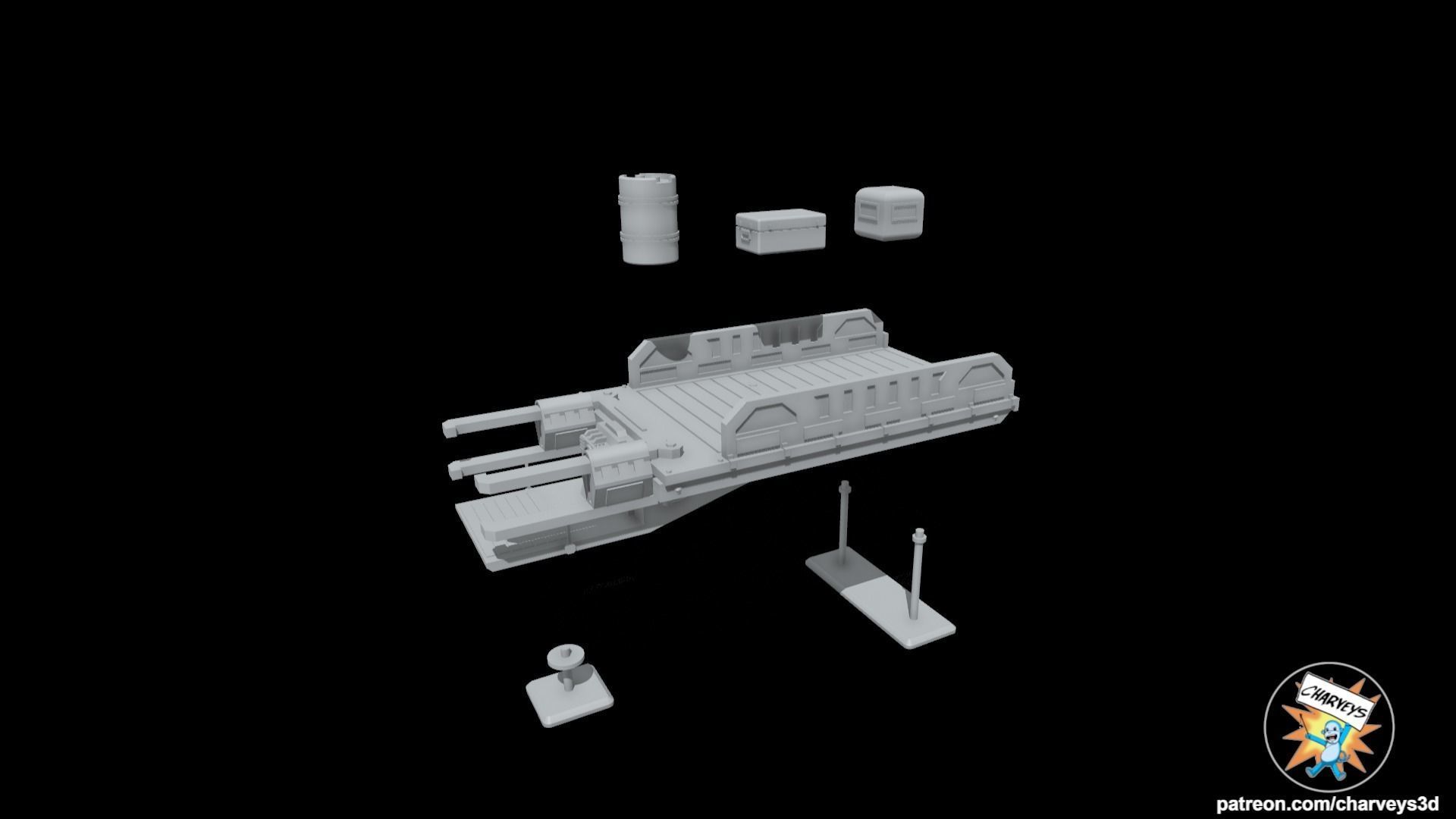 Star Wars The Mandalorian Nevarro Cargo Sled for action figures  3D print model_8