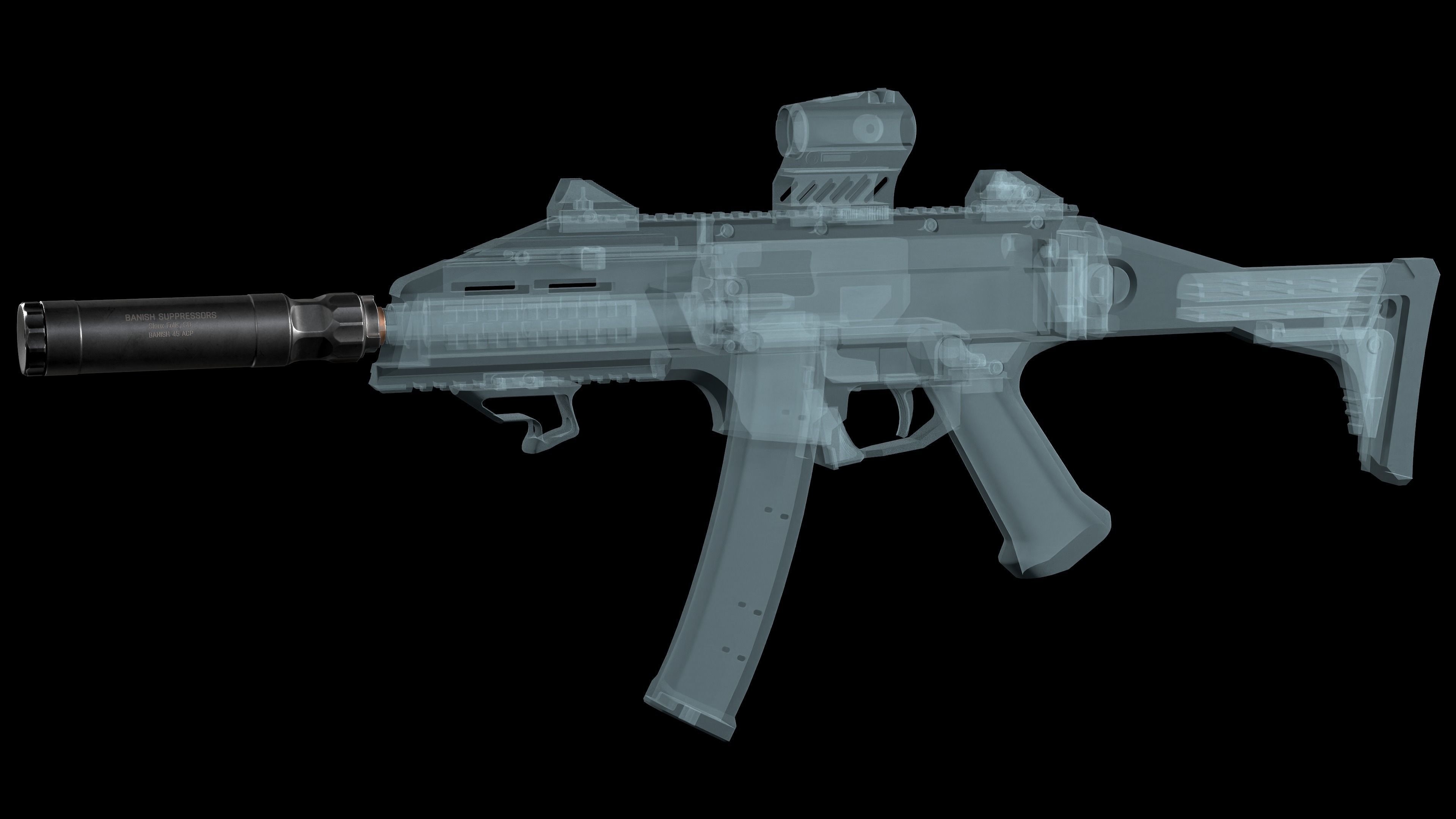 Silencer BANISH 45 ACP 9x19 mm Low-poly 3D model_3