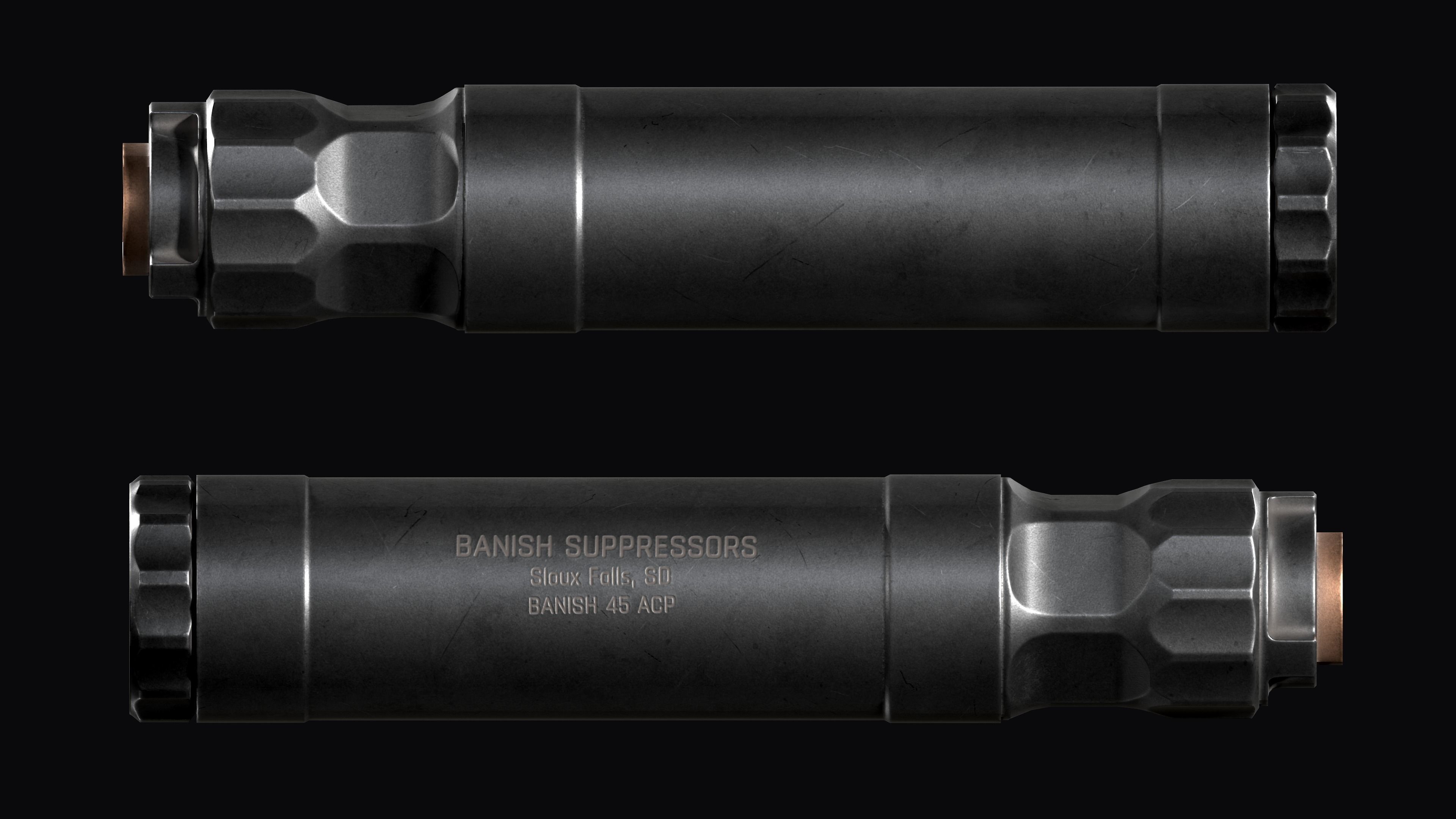 Silencer BANISH 45 ACP 9x19 mm Low-poly 3D model_8