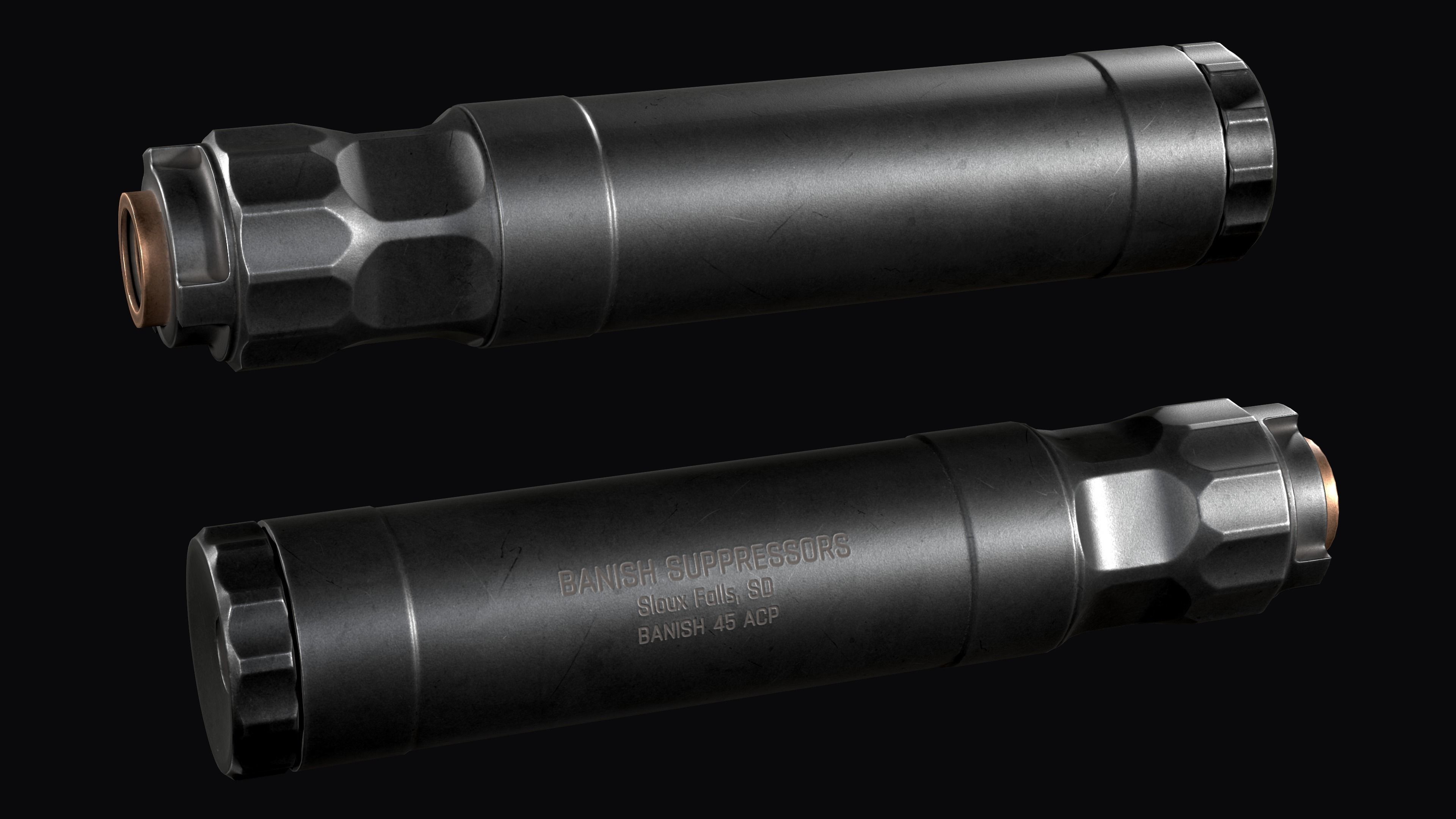 Silencer BANISH 45 ACP 9x19 mm Low-poly 3D model_2