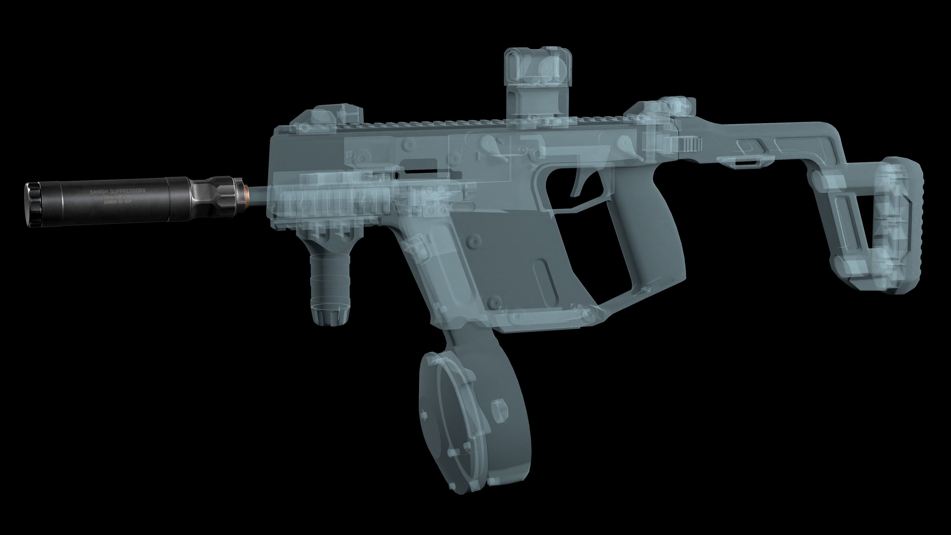 Silencer BANISH 45 ACP 9x19 mm Low-poly 3D model_4