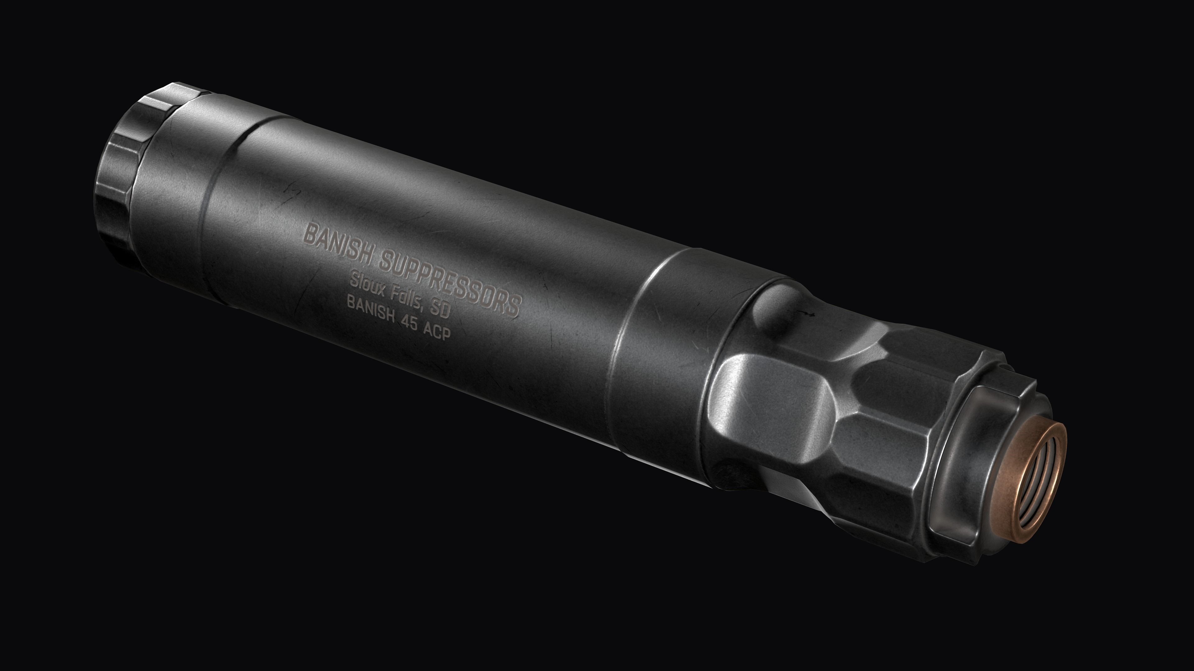 Silencer BANISH 45 ACP 9x19 mm Low-poly 3D model_6