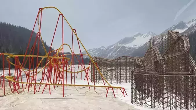 Two rollercoaster 3D Model Collection