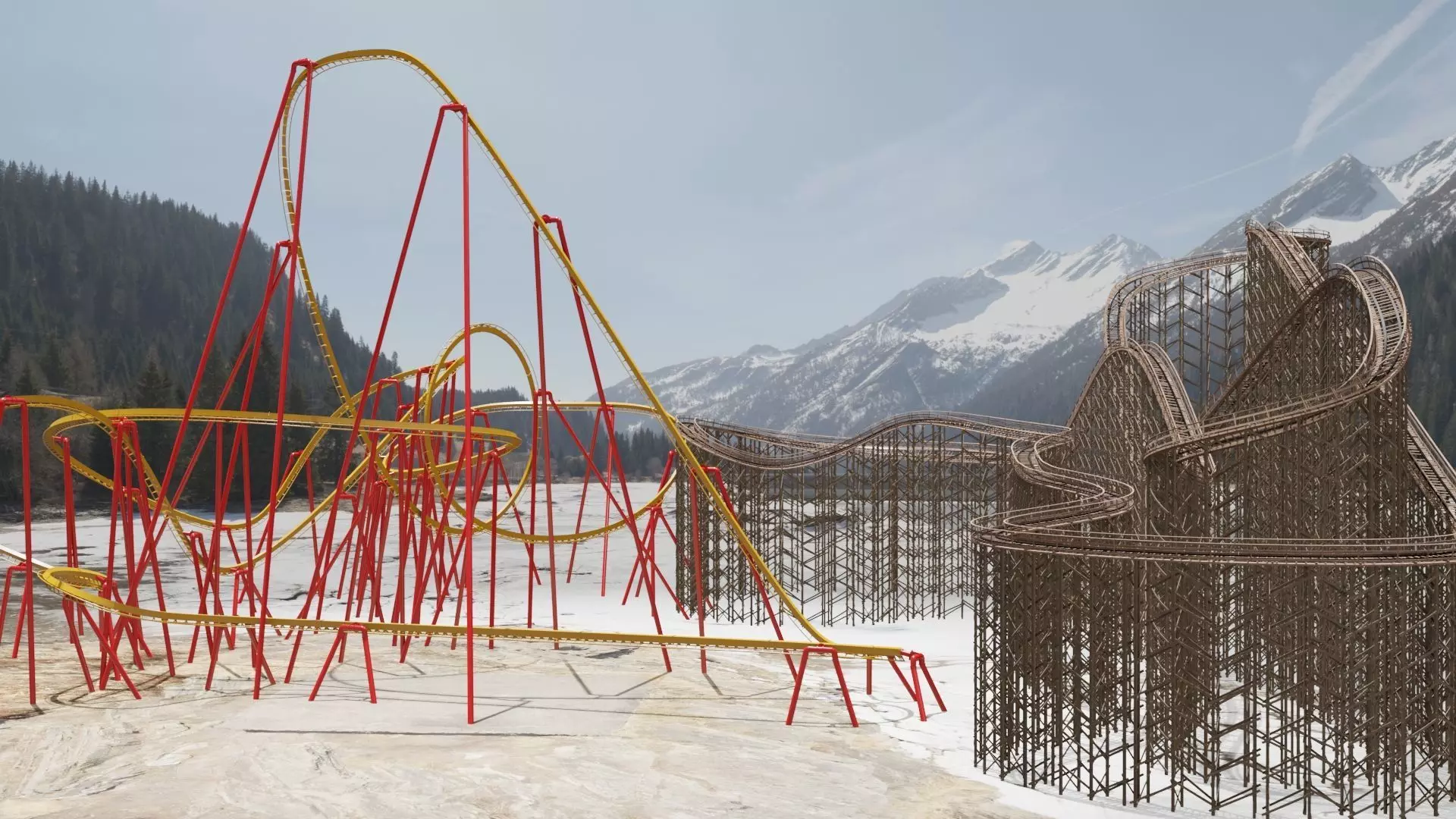 Two rollercoaster 3D Model Pack