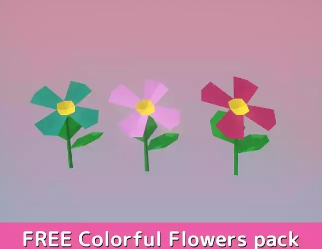 Free Colorful Flowers Pack - Low Poly Low-poly 3D model