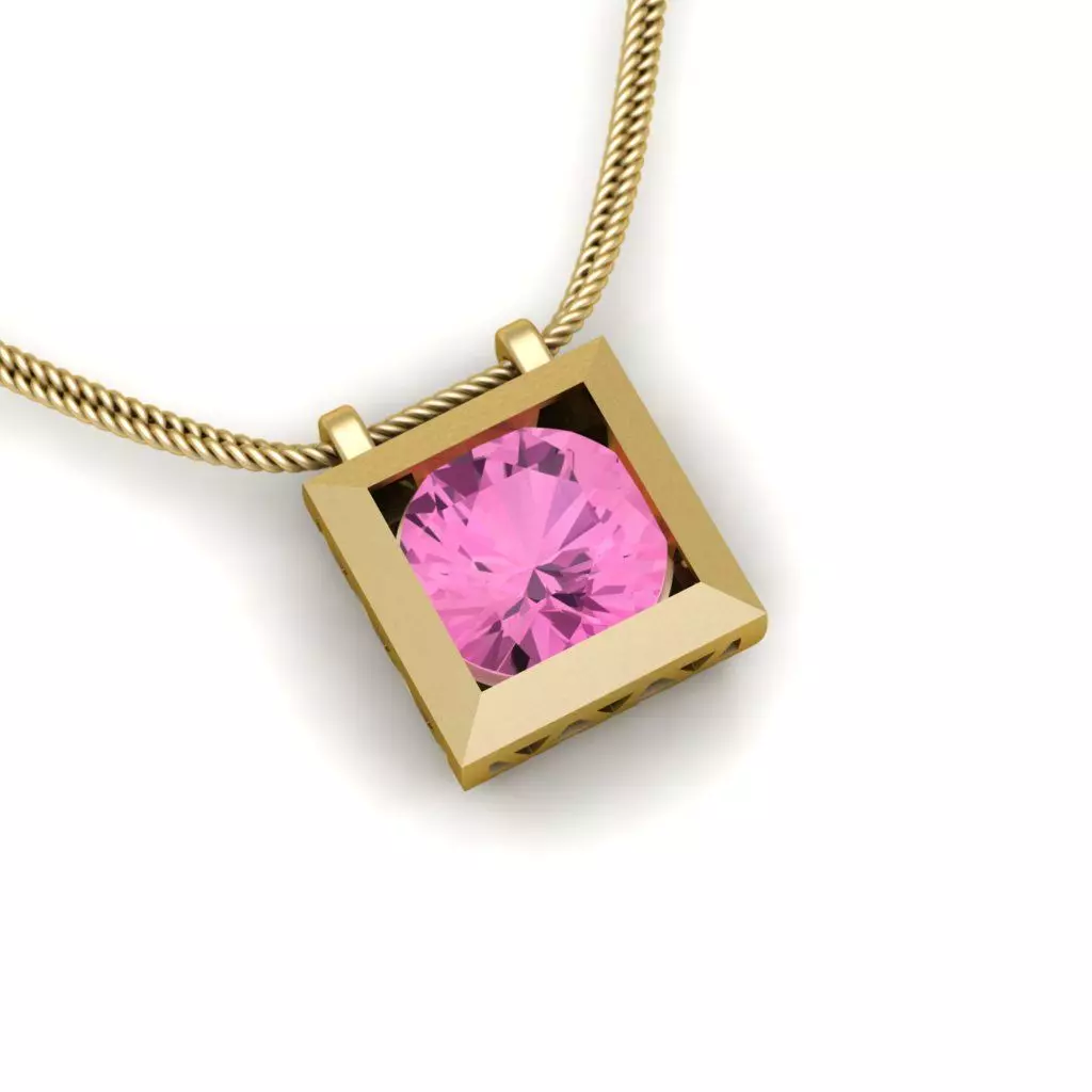 Square Pink Gem Woman Pendant 3D print model