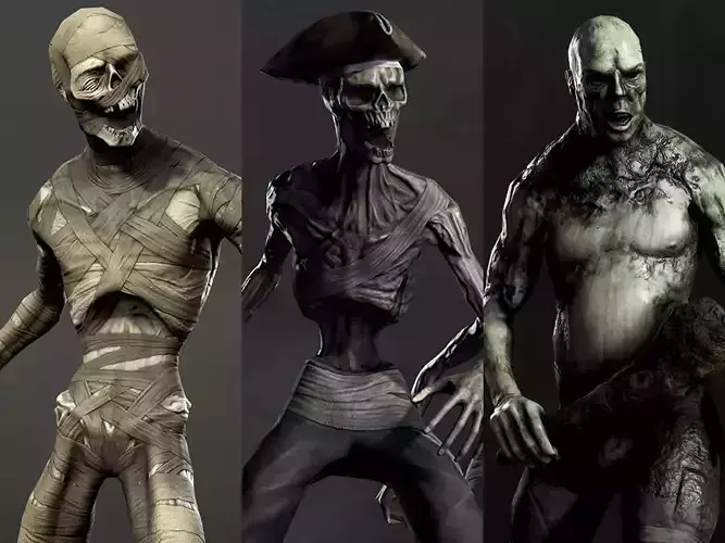 Creep Creatures  - Animated Lowpoly Characters with weapons 3D Model Collection