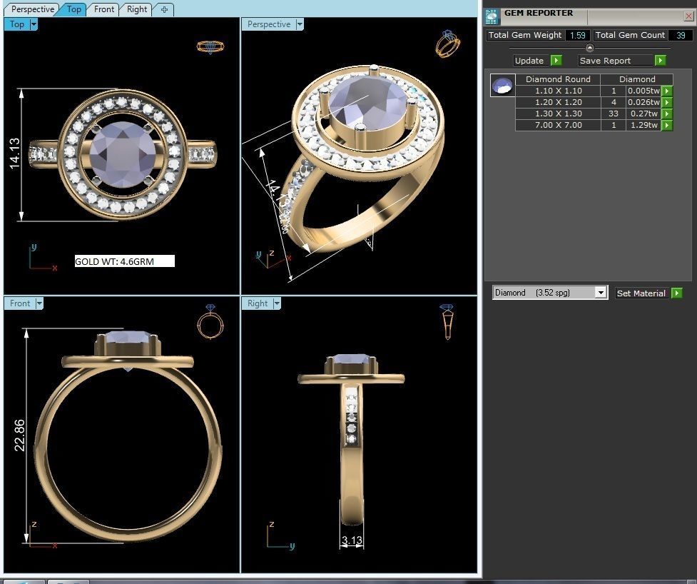 Diamond Ring For Women 3d Print Model 3D print model_9