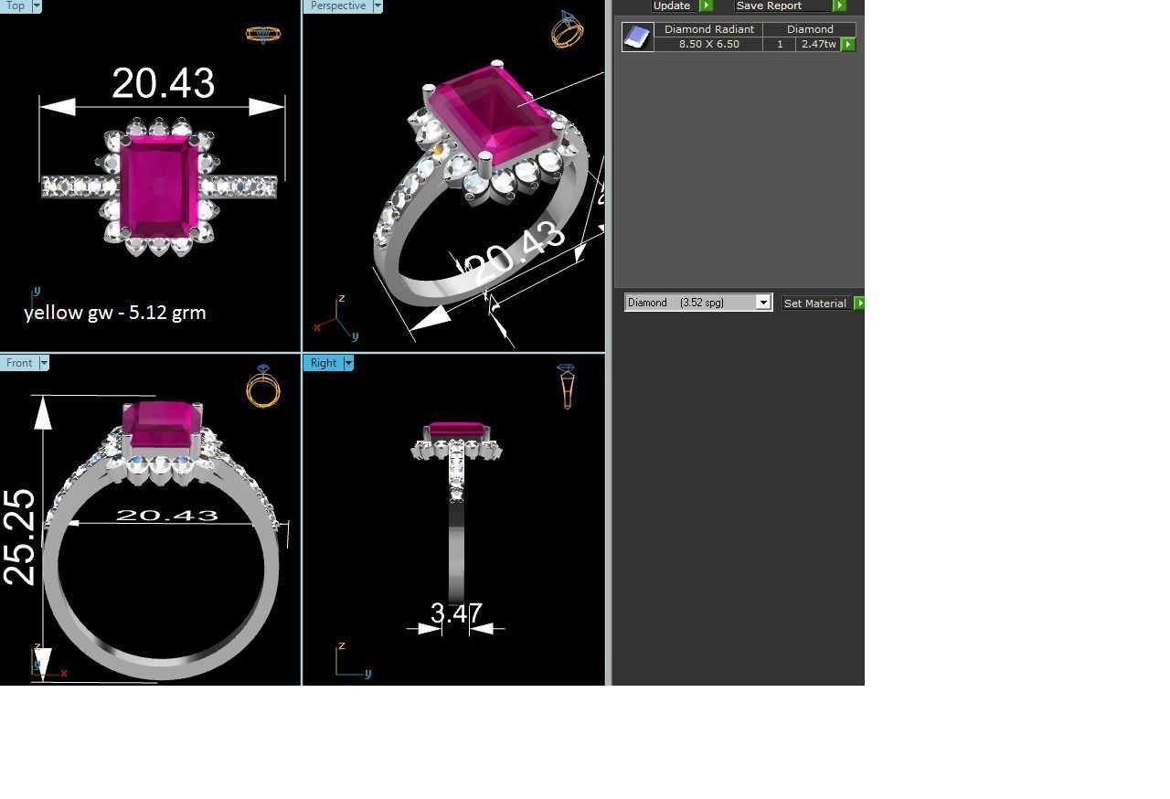 Diamond Ring For Women 3d Print Model 3D print model_9