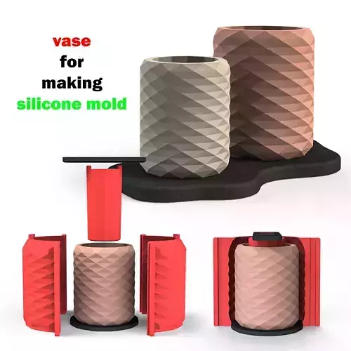 2 sizes of one vase to making silicone mold 3D print model