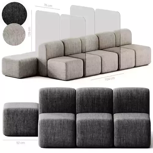 Bla Station Bob Modul Sofa with Plexiglass Divider