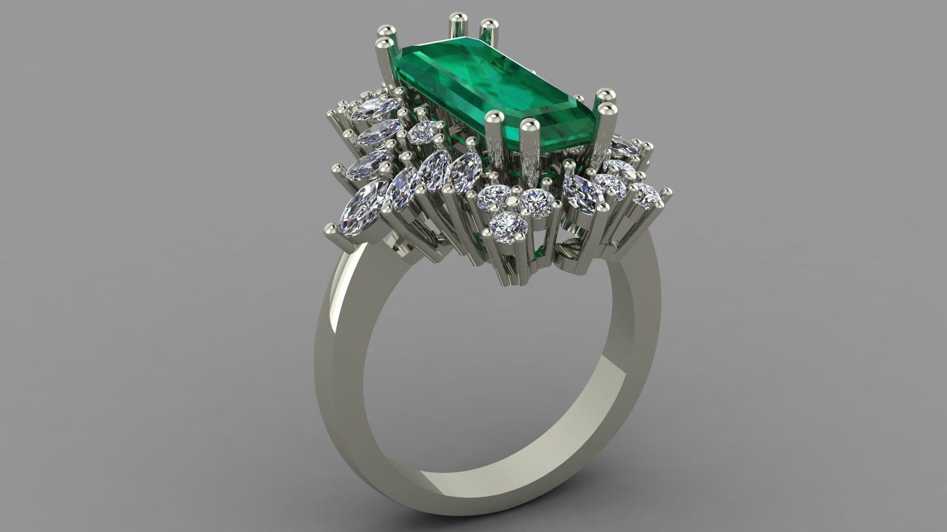 Emerald RIng  3D print model_1