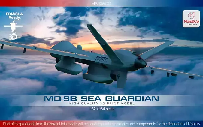 MQ-9B SEAGUARDIAN DRONE HIGH QUALITY 3D PRINT MODEL 3D print model