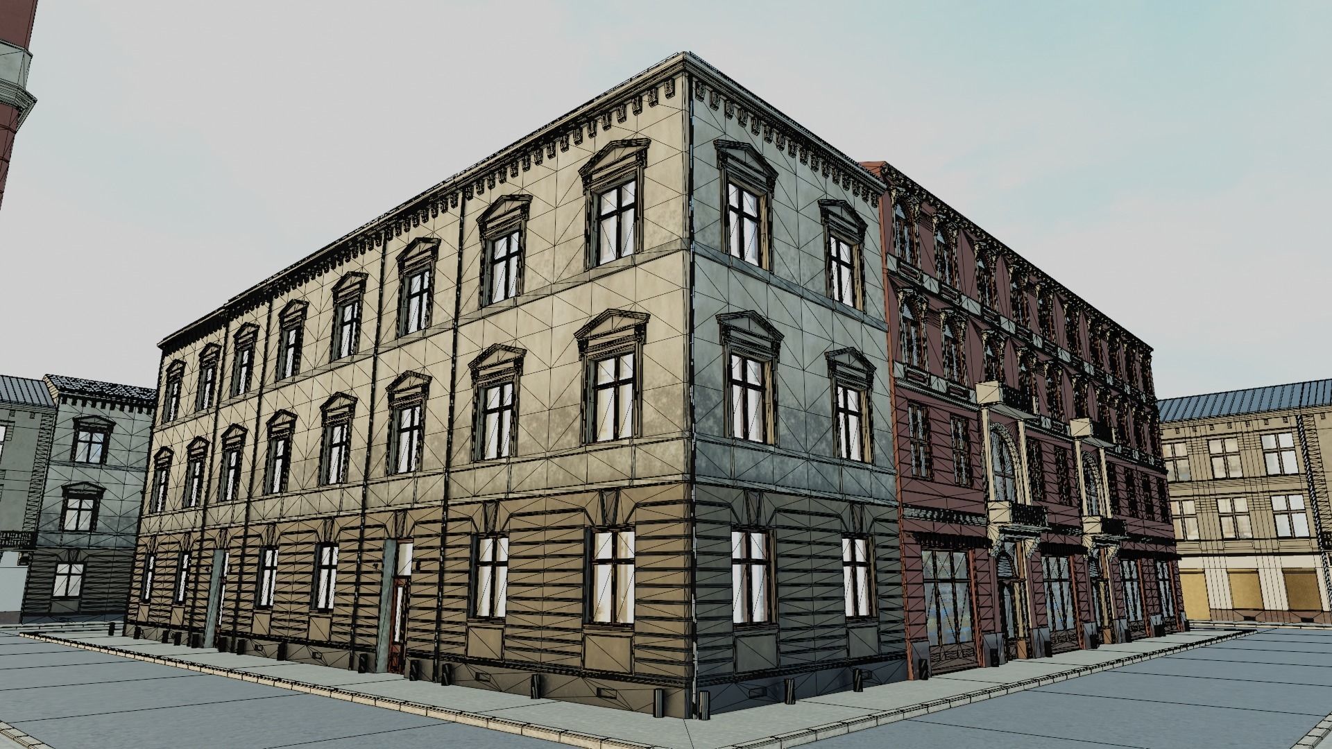 Building modular european old id 2 Low-poly 3D model_3