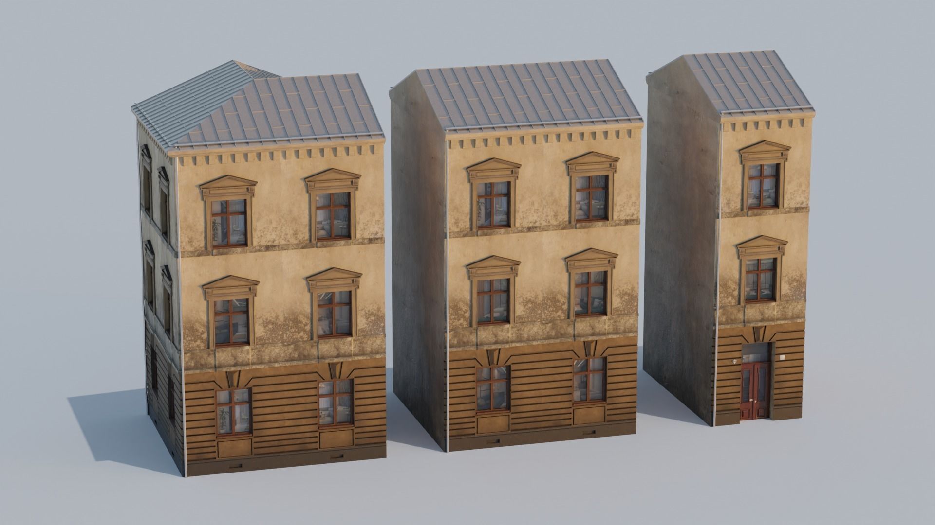 Building modular european old id 2 Low-poly 3D model_1