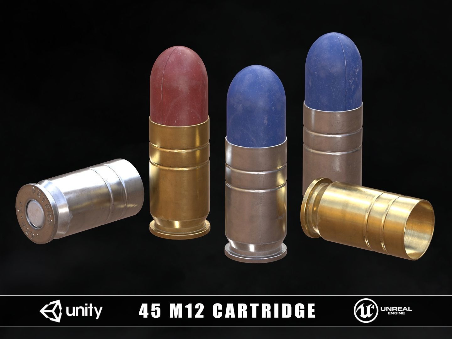 3D model 45 M12 Cartridge VR / AR / low-poly | CGTrader