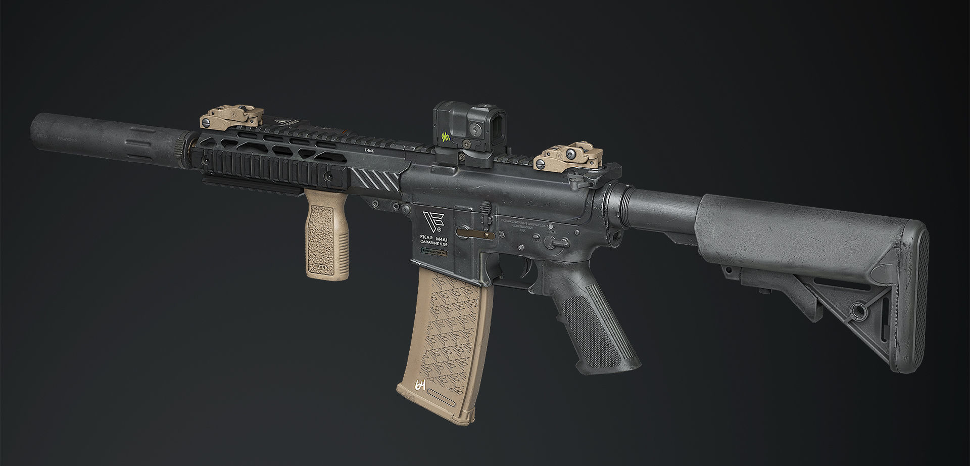AR15 - assault rifle Low-poly 3D model_2