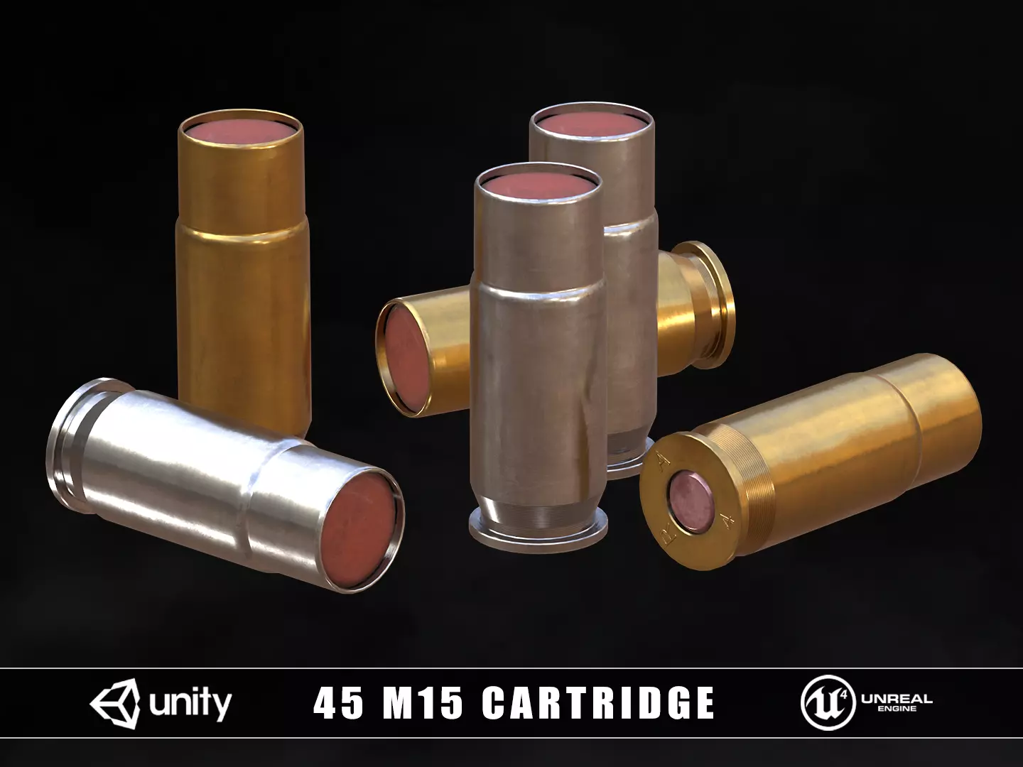 45 M15 Cartridge Low-poly 3D model