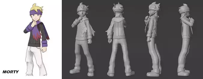 Pokemon Anime Gym Leader Morty 3D print model 