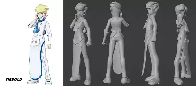 Pokemon Anime Elite Four Siebold 3D print model 