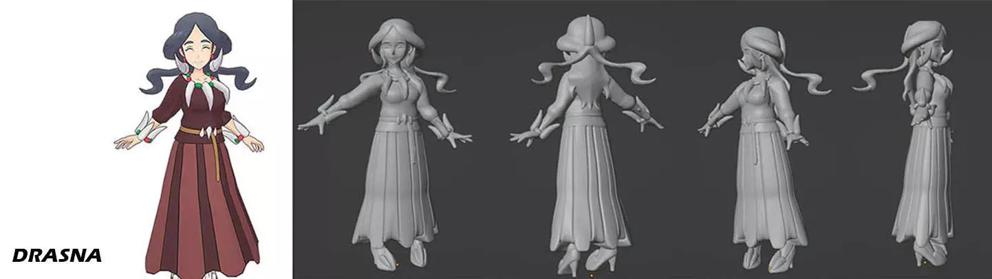 Pokemon Anime Elite Four Drasna 3D print model  3D model_0