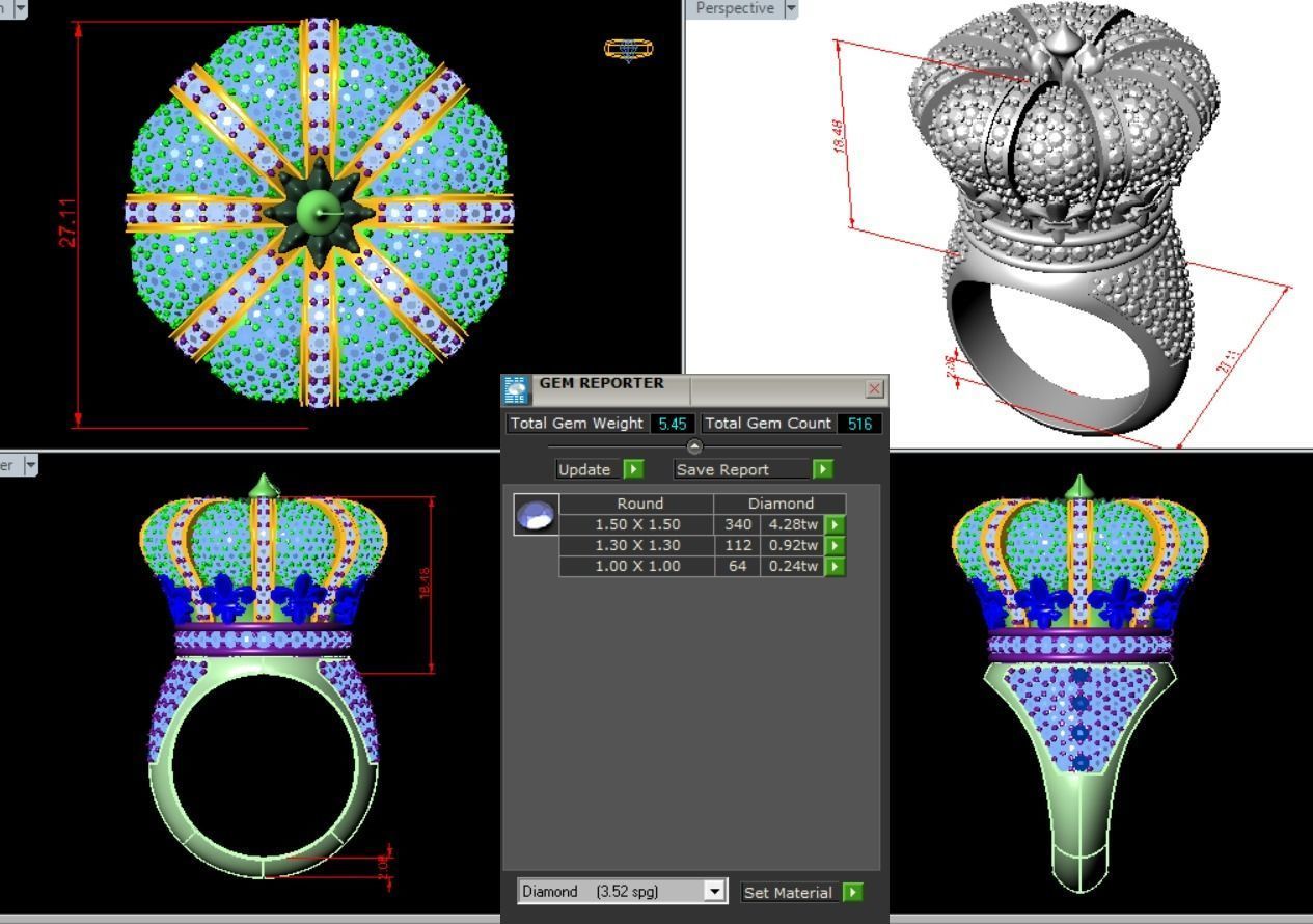 crown ring 3D print model_4